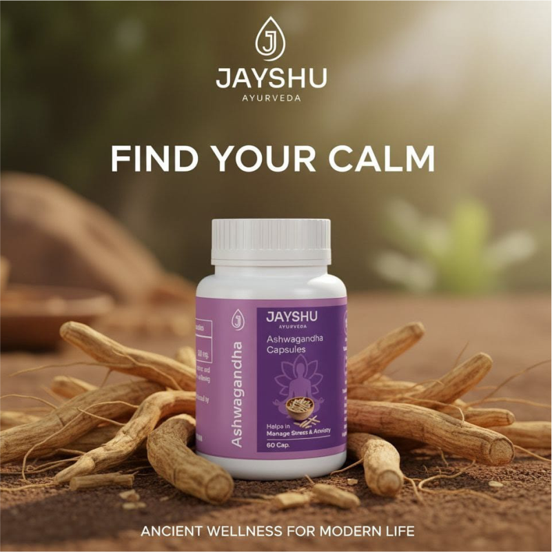 Jayshu Ayurveda Ashwagandha Capsules – Reduce Stress Naturally - Image 3